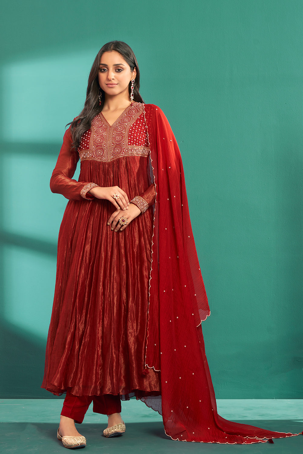 Shop Red Designer Anarkali Set Online