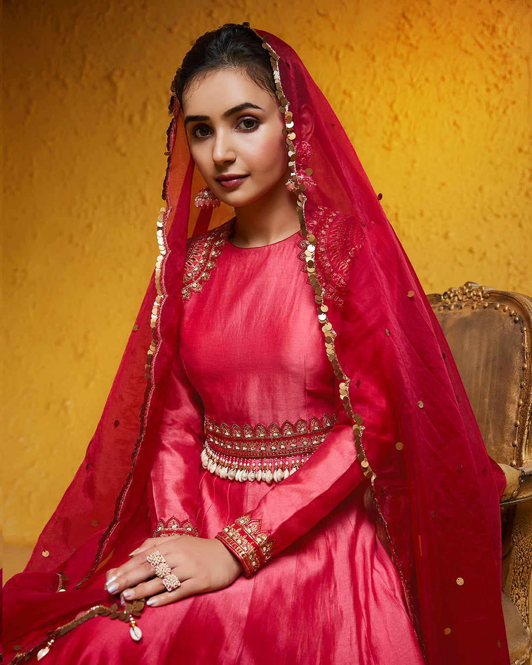 Himadri Bhatnagar in Ombre Red Anarkali