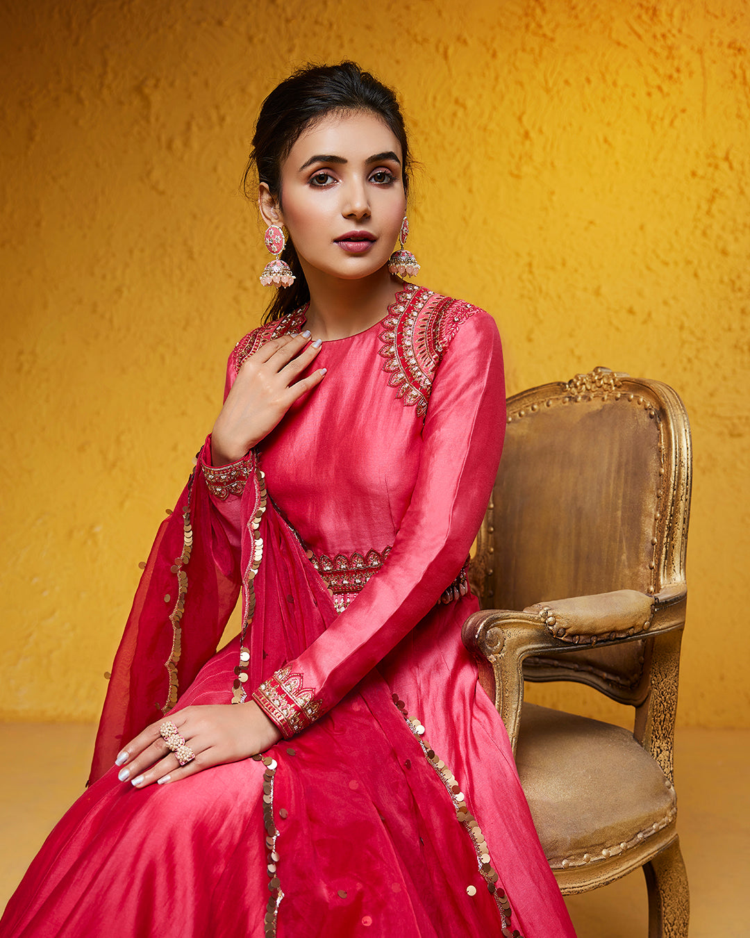 Himadri Bhatnagar in Ombre Red Anarkali