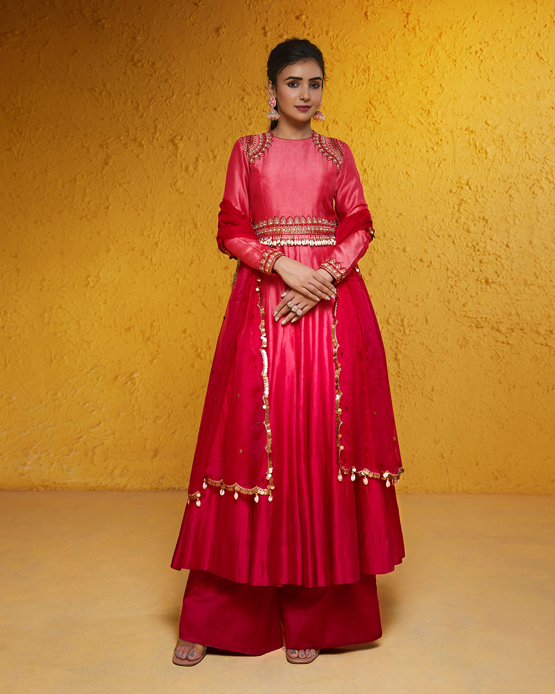 Himadri Bhatnagar in Ombre Red Anarkali