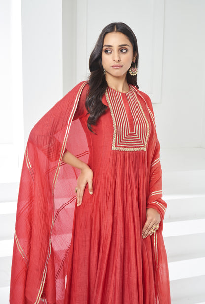 Tomato Red Anarkali