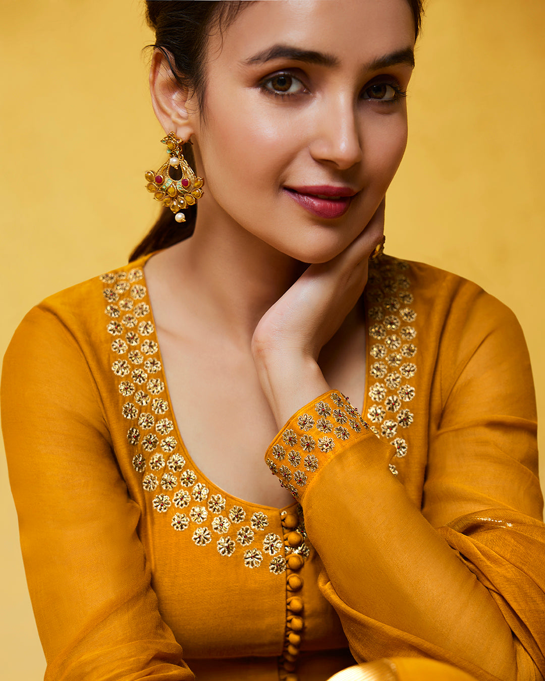 Hebah Patel in Mustard Anarkali