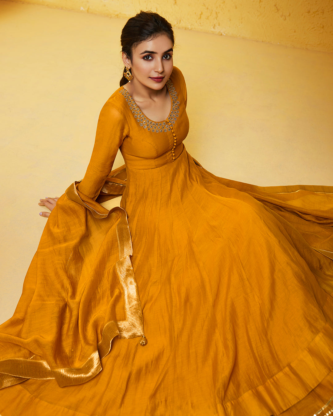 Hebah Patel in Mustard Anarkali