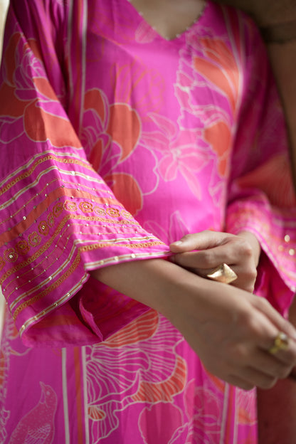 Pink tunic with culottes