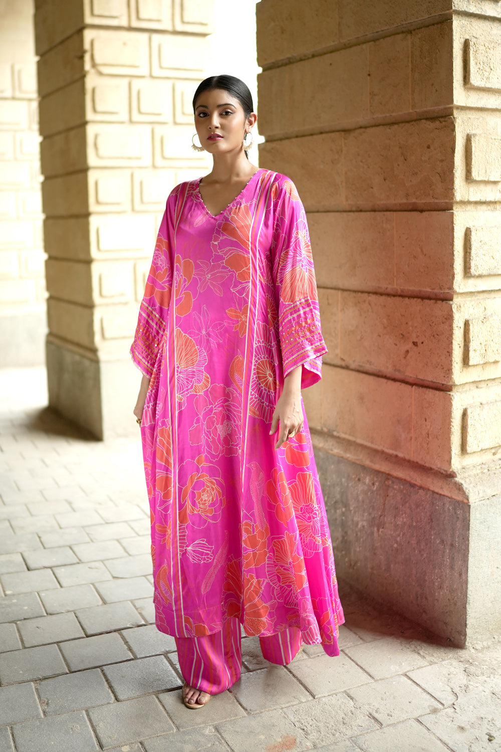Pink tunic with culottes