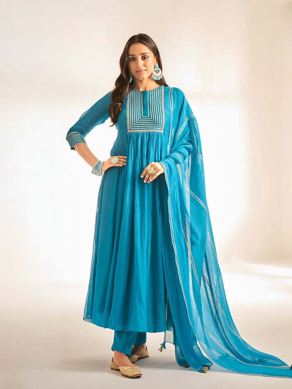 Olympic blue Anarkali