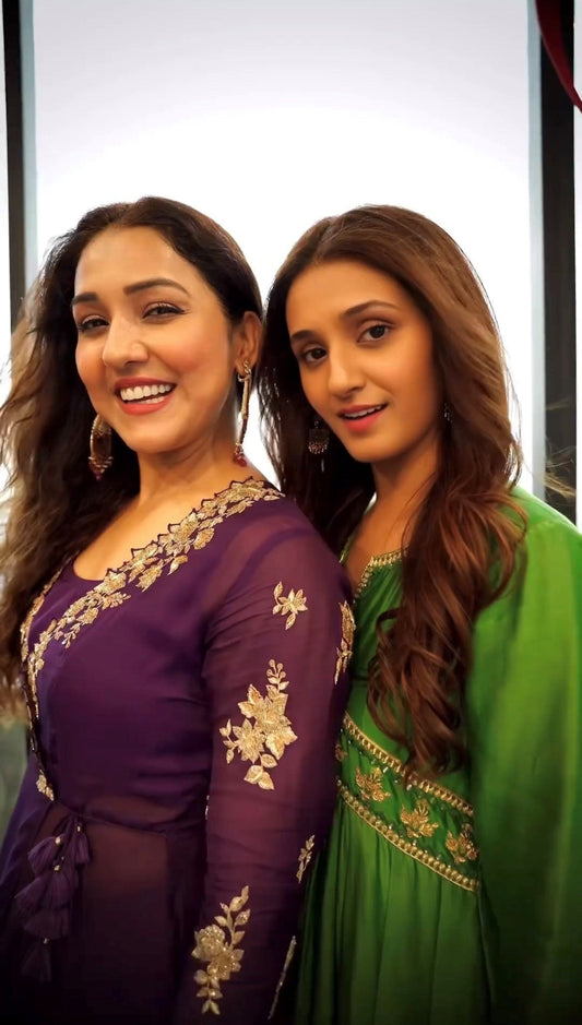 Shakti Mohan in Parrot Green Anarkali