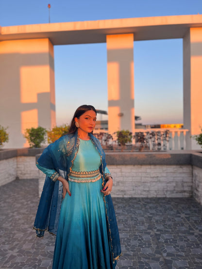 Ombre Blue Anarkali