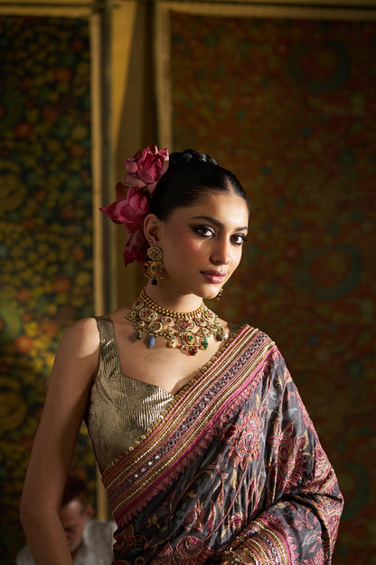 Pink Kalamkari Saree