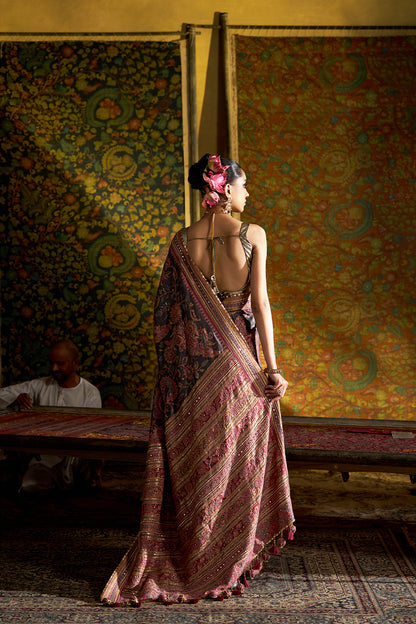 Pink Kalamkari Saree
