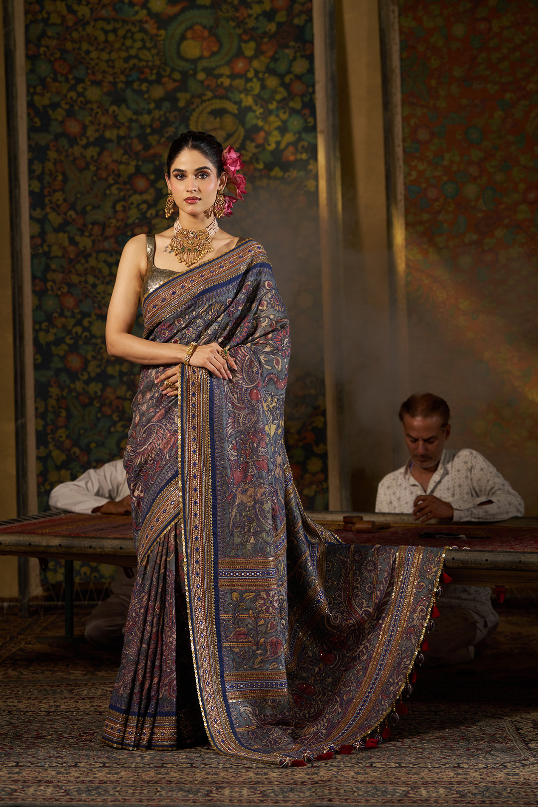 Blue Kalamkari Saree