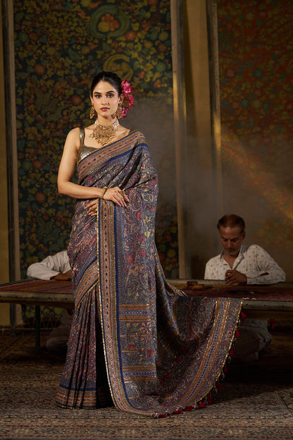 Blue Kalamkari Saree