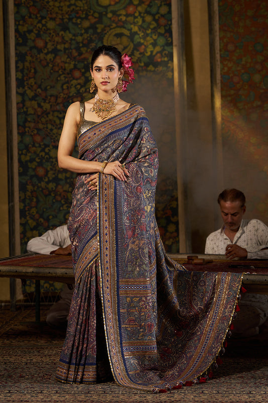 Blue Kalamkari Saree