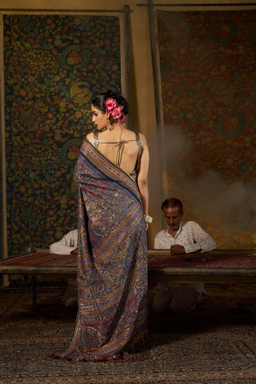 Blue Kalamkari Saree
