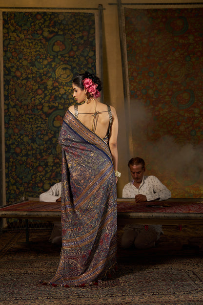 Blue Kalamkari Saree