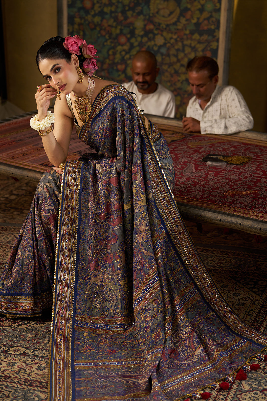 Blue Kalamkari Saree