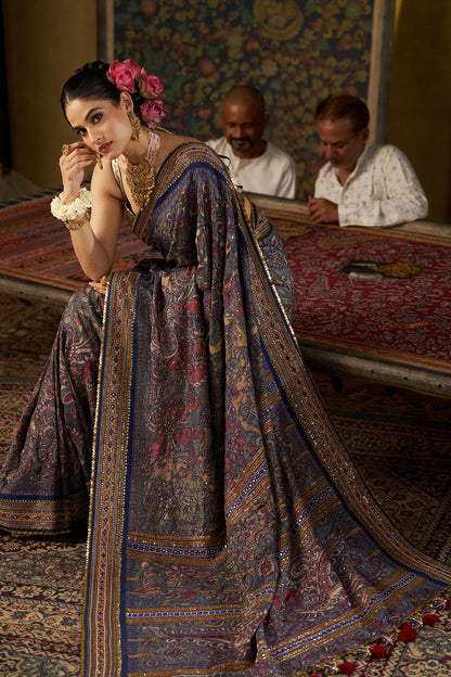 Blue Kalamkari Saree
