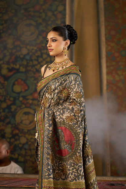 Green Kalamkari Saree