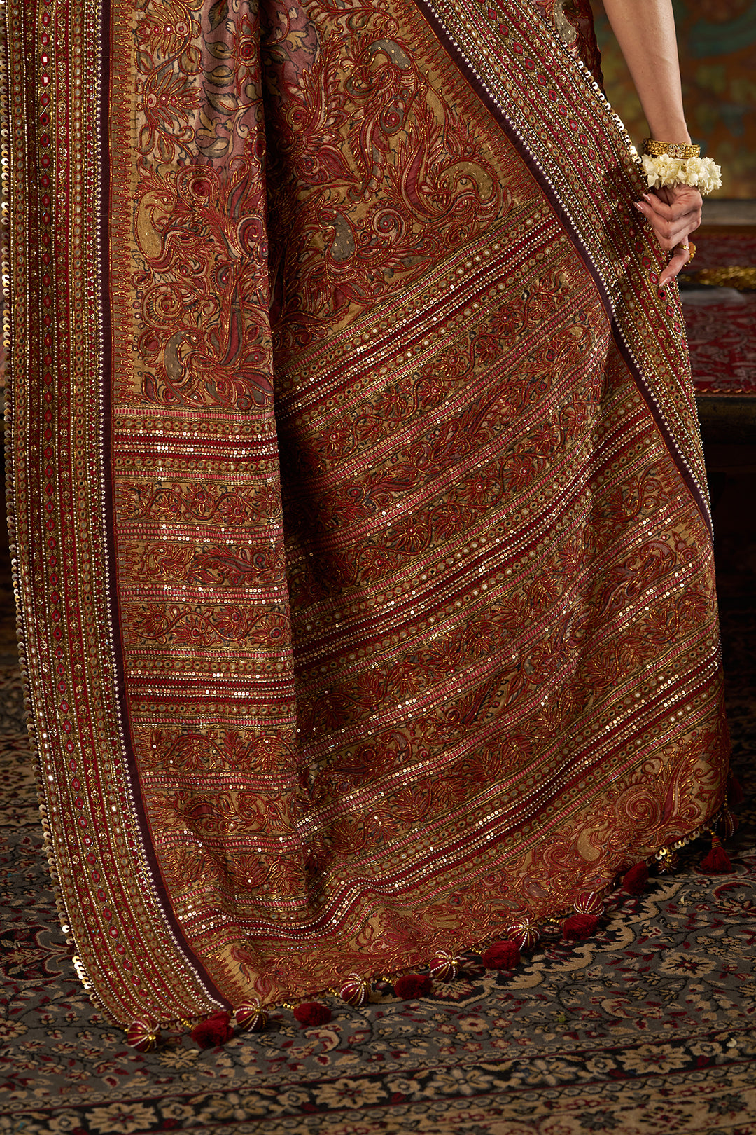 Maroon Kalamkari Saree