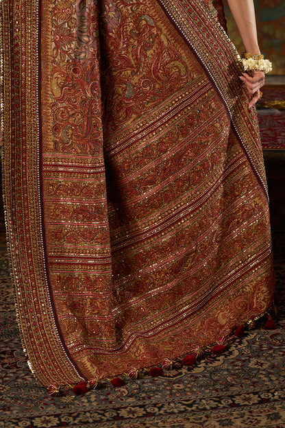 Maroon Kalamkari Saree