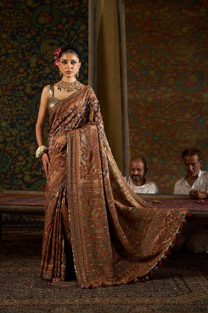 Rust Kalamkari Saree