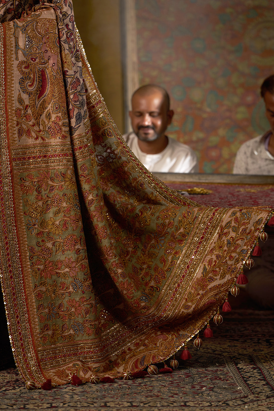 Rust Kalamkari Saree