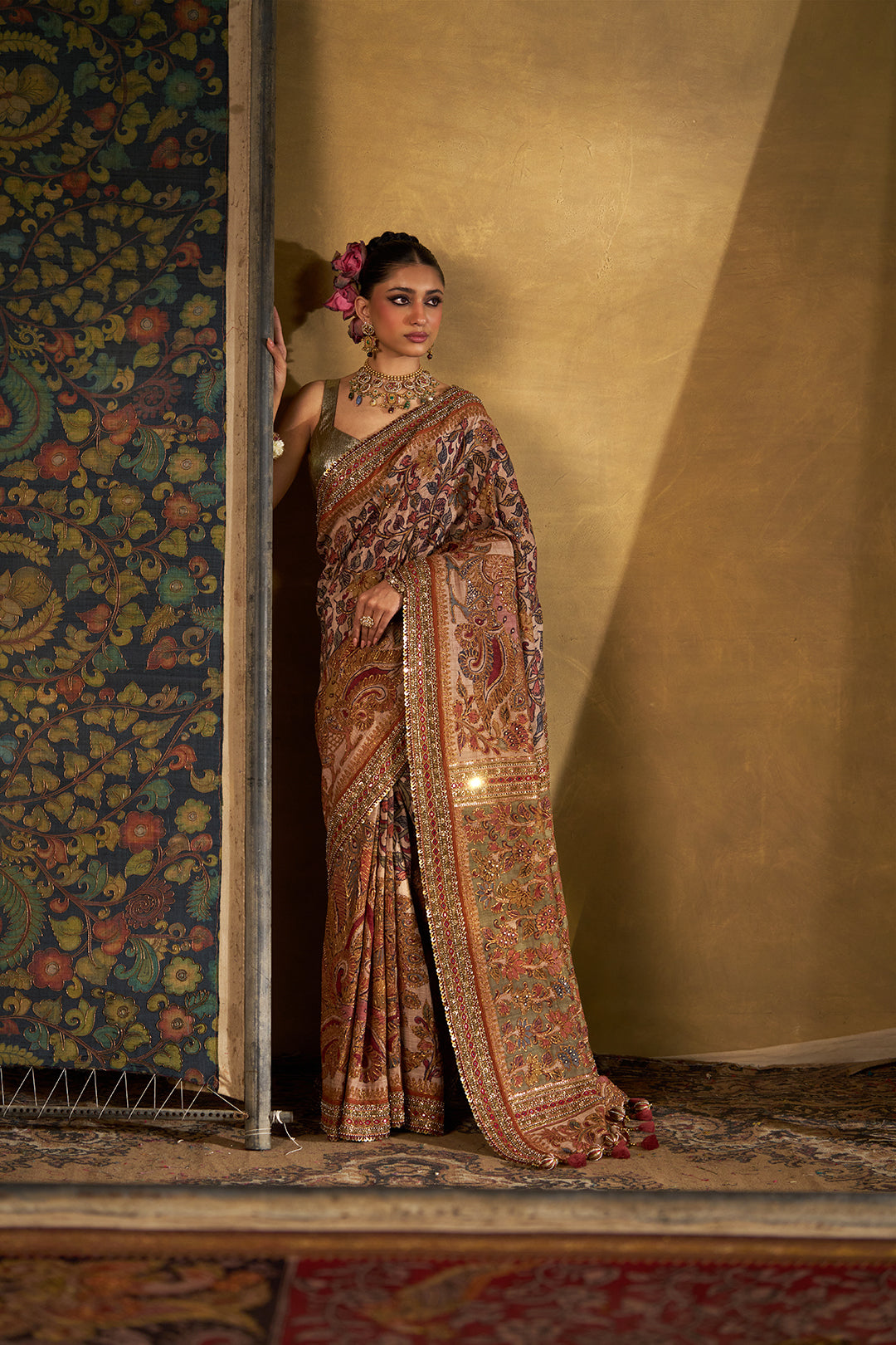 Rust Kalamkari Saree