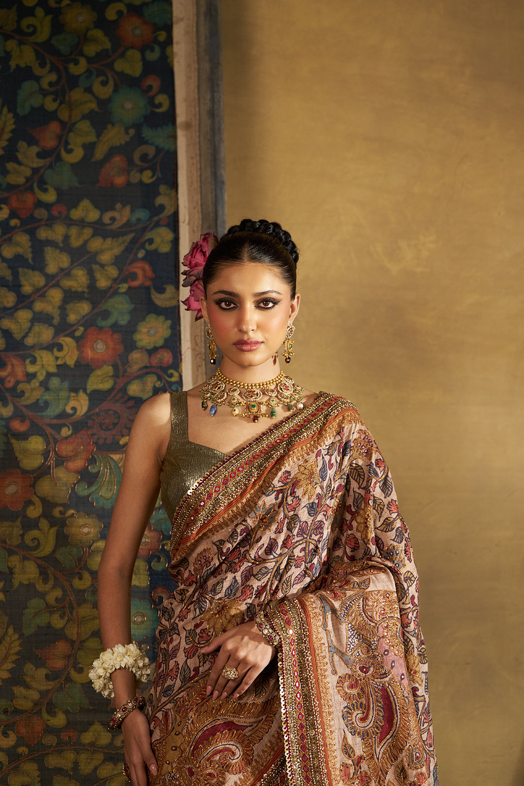 Rust Kalamkari Saree