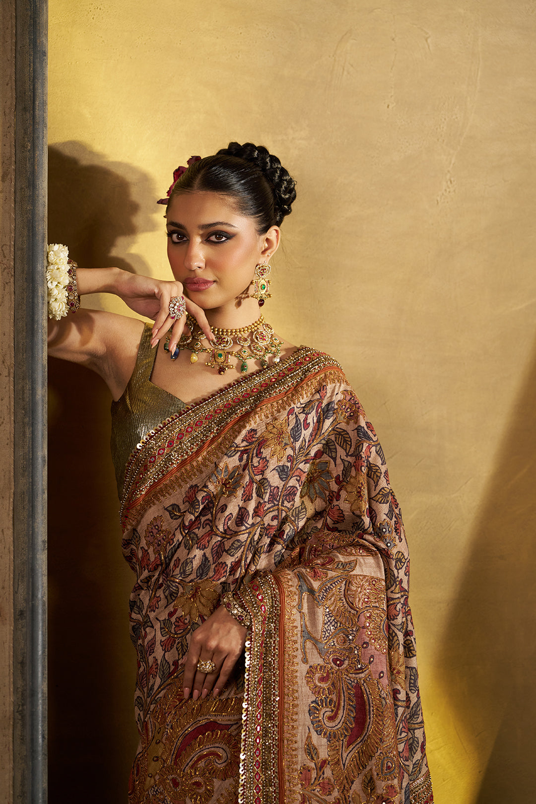 Rust Kalamkari Saree