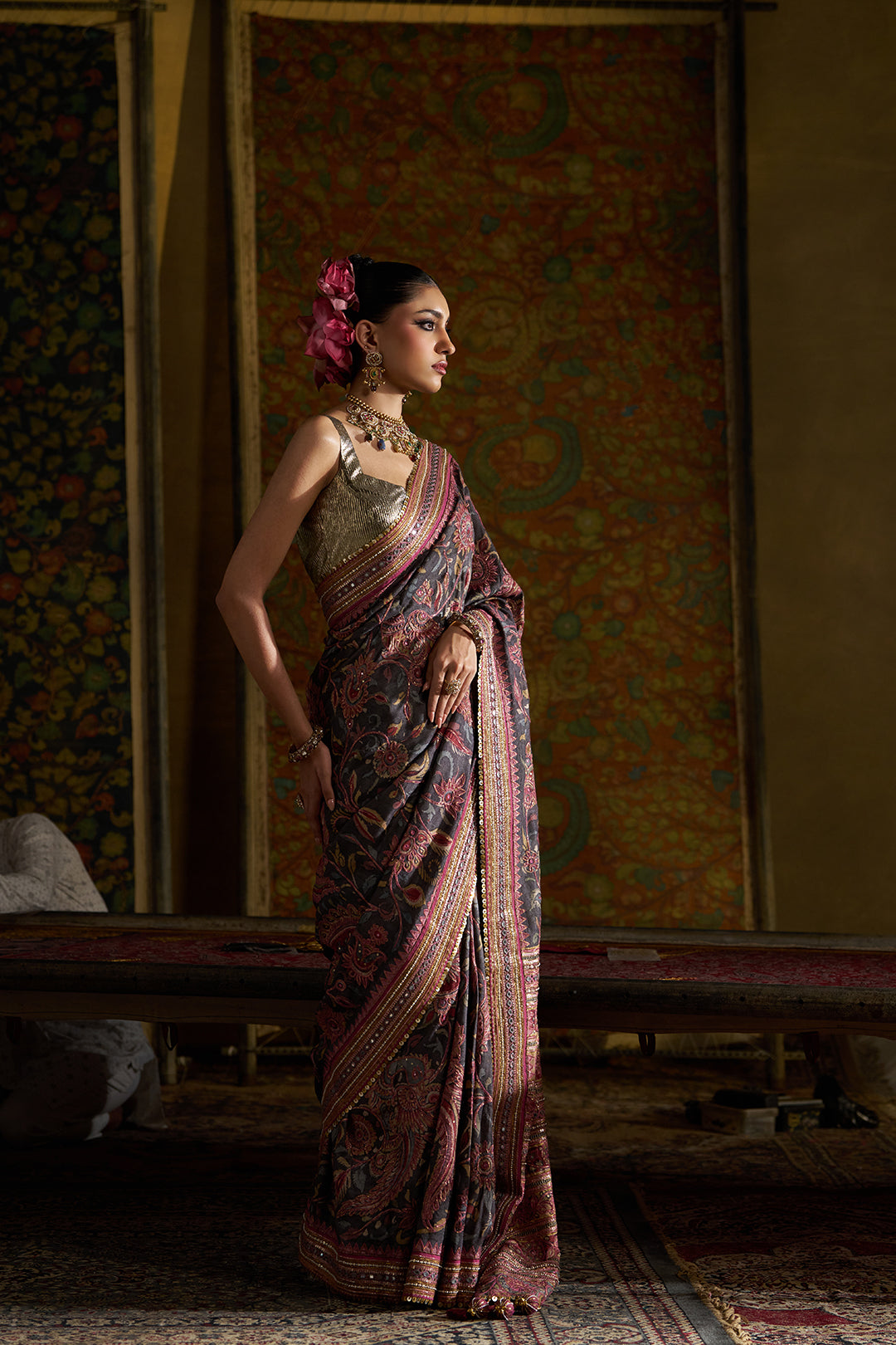 Pink Kalamkari Saree