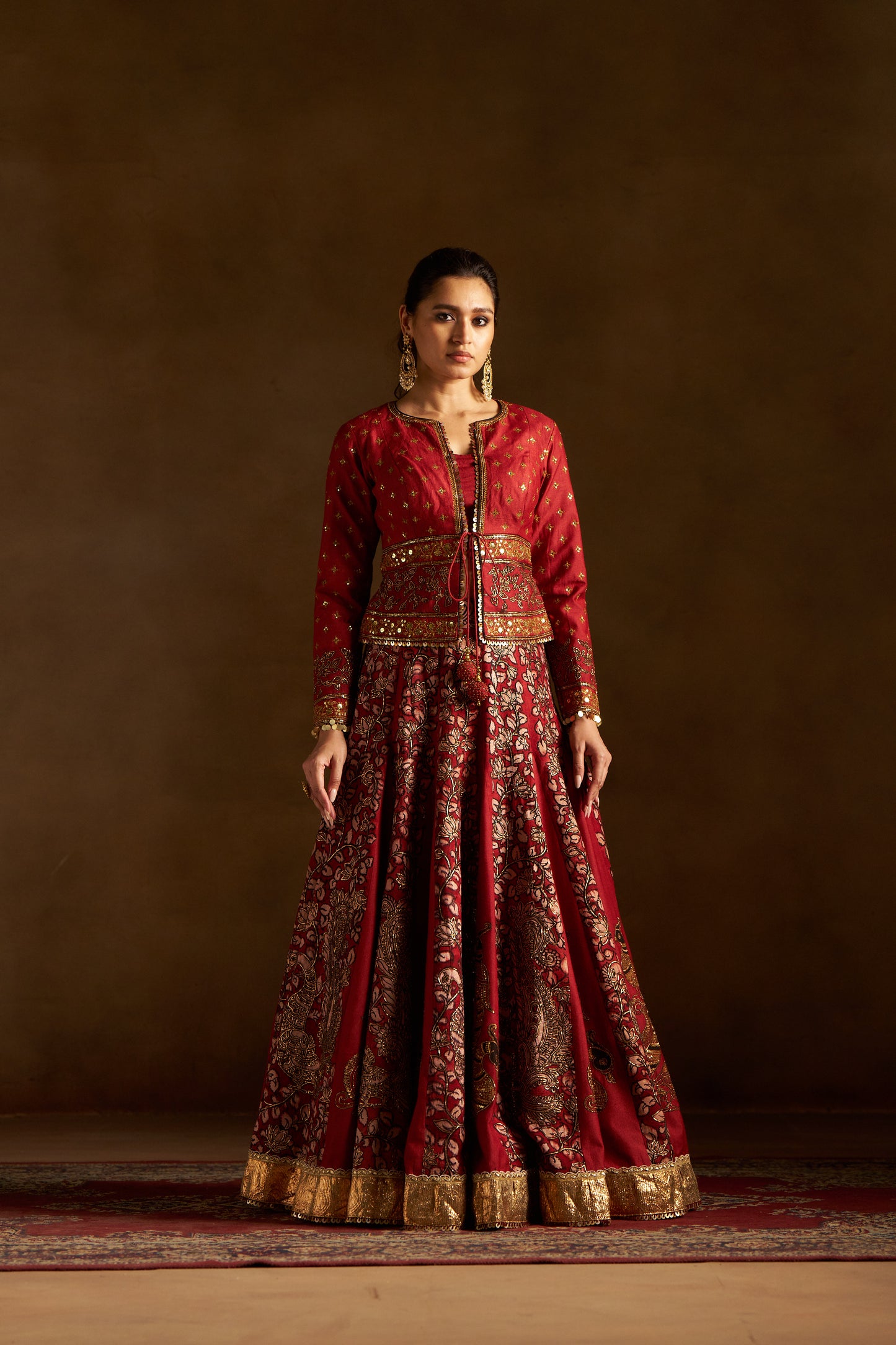 Red Kalamkari Lehenga