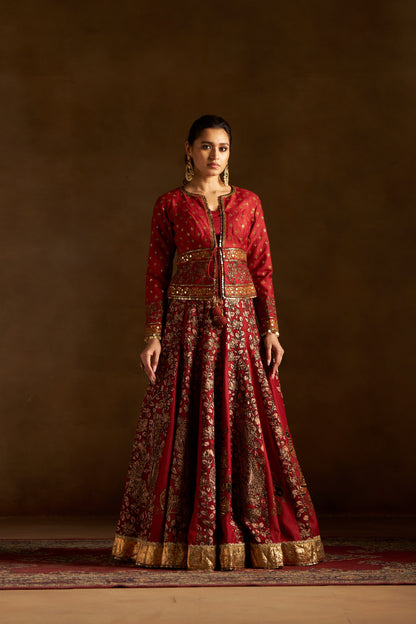 Red Kalamkari Lehenga