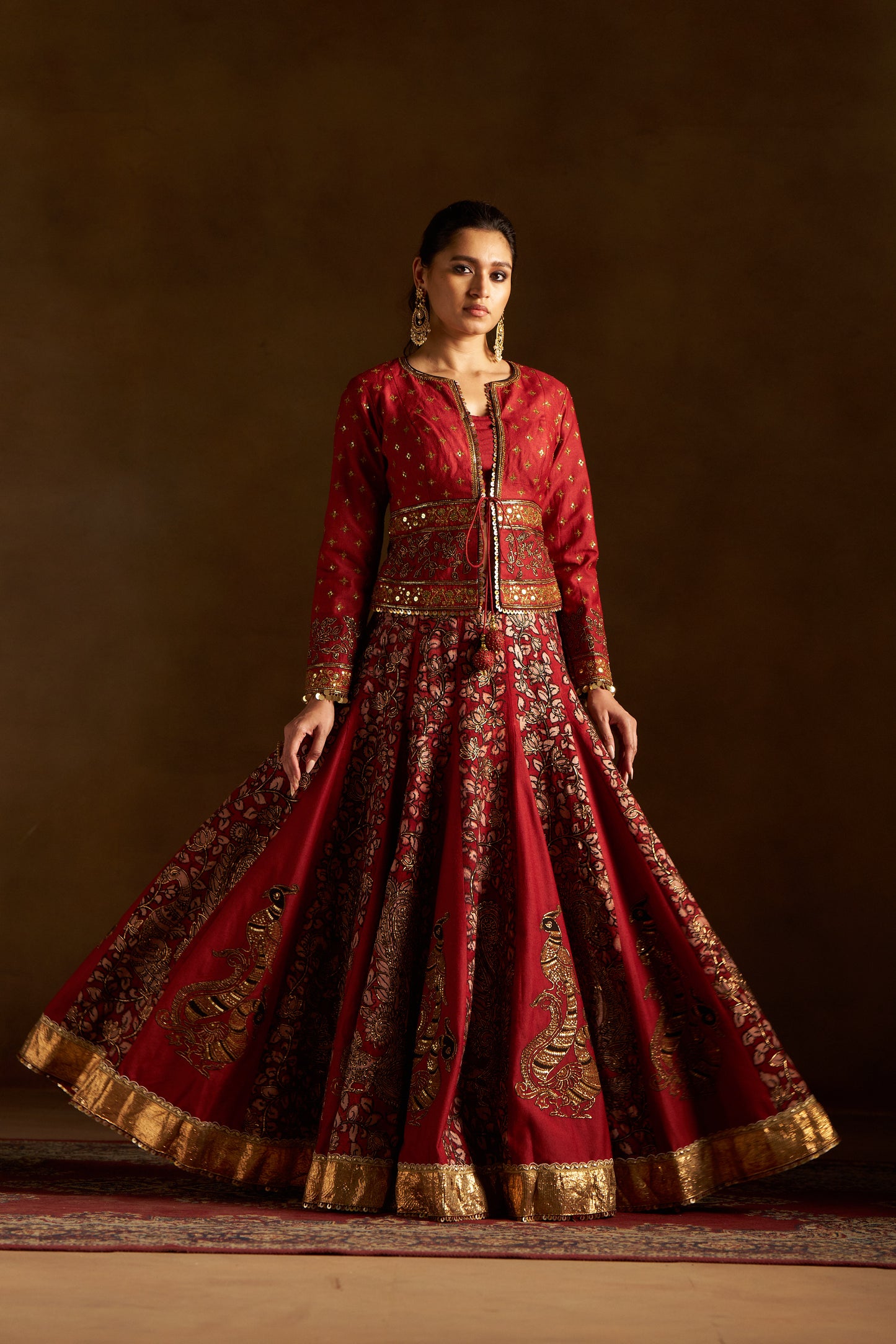 Red Kalamkari Lehenga