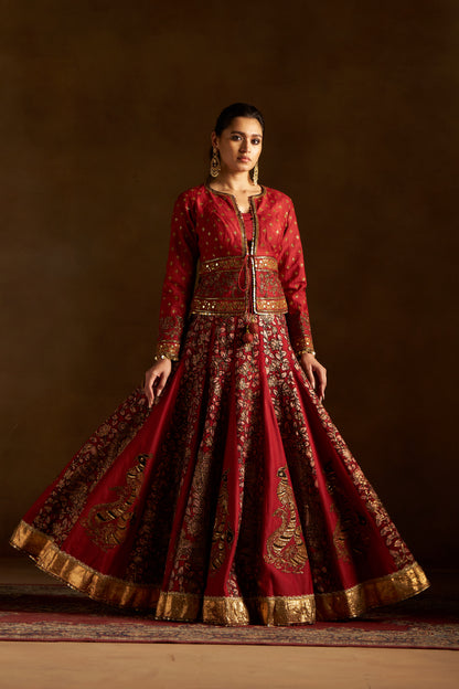 Red Kalamkari Lehenga