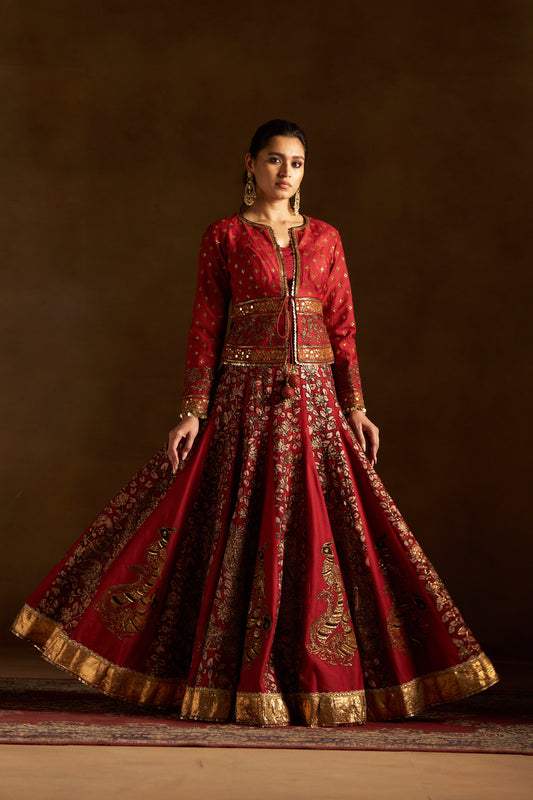 Red Kalamkari Lehenga