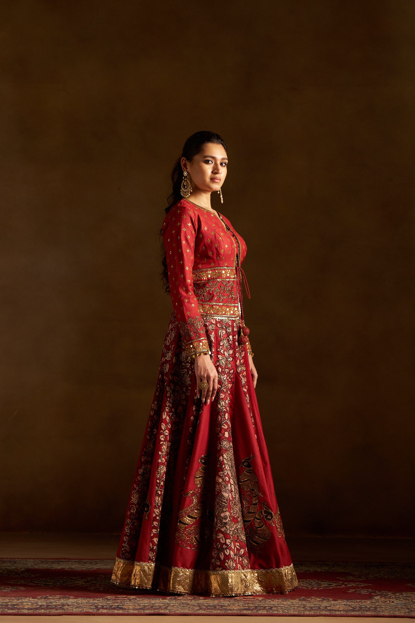 Red Kalamkari Lehenga