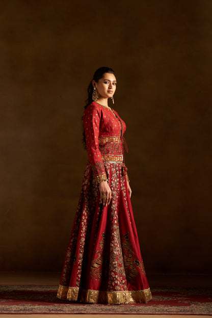 Red Kalamkari Lehenga