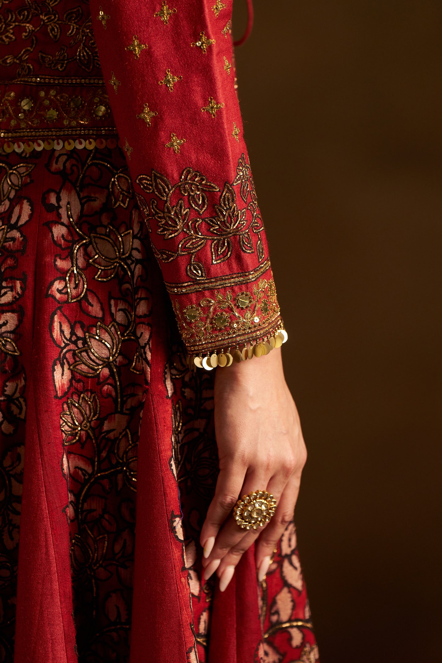 Red Kalamkari Lehenga