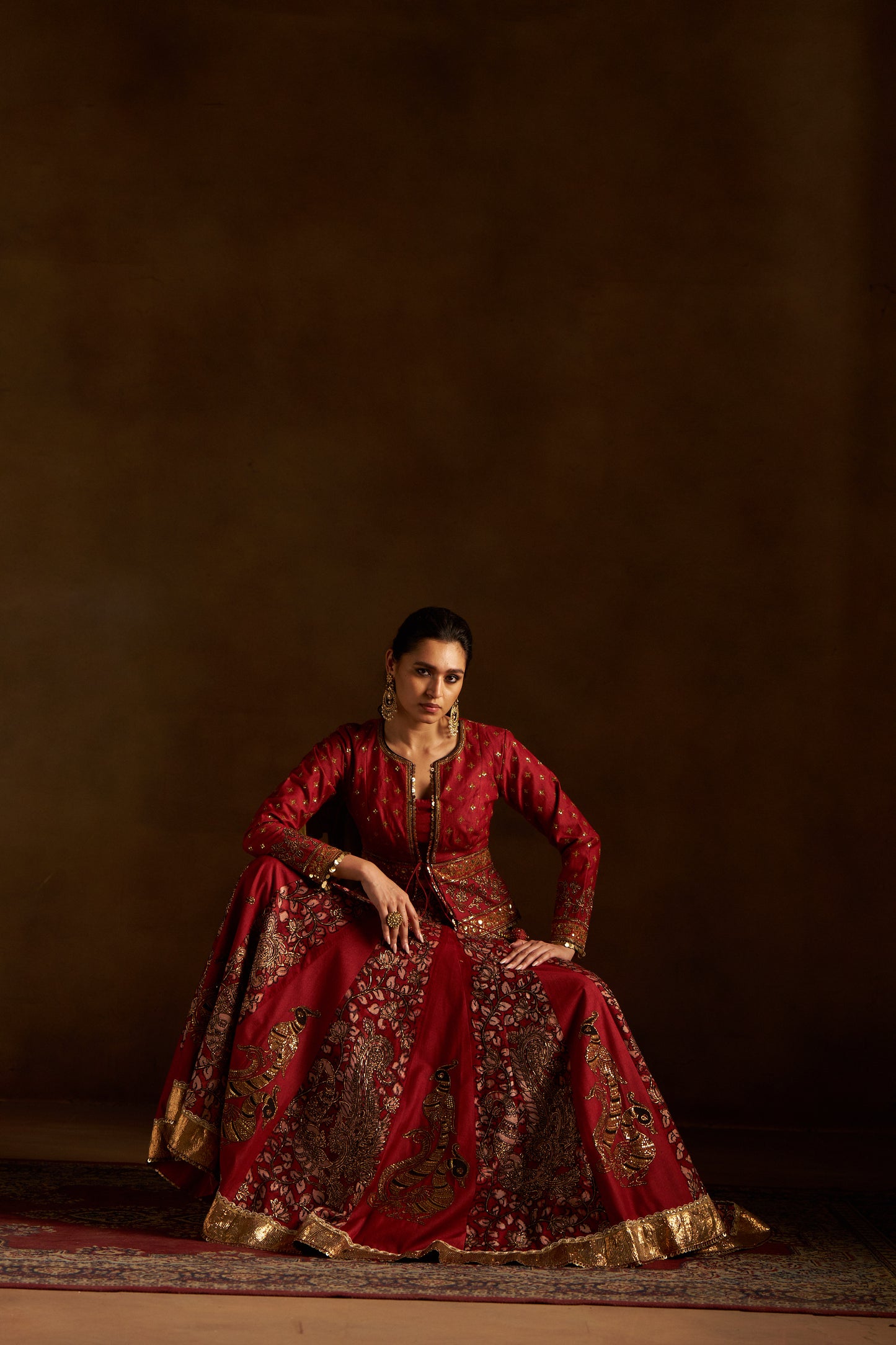 Red Kalamkari Lehenga