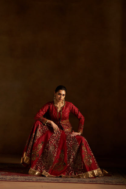 Red Kalamkari Lehenga