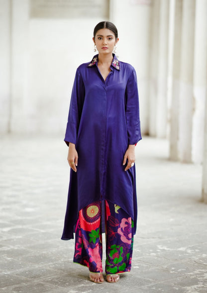 Indigo collared Kurta with culottes